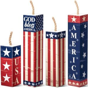 4th of July Rustic Patriotic Tray Decor Set