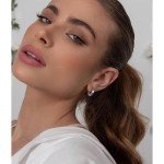 Patriotic American Flag Silver Hoop Earrings