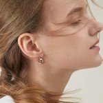 Patriotic American Flag Silver Hoop Earrings