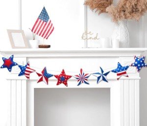 Patriotic 3D Star Felt Banner for Celebrations