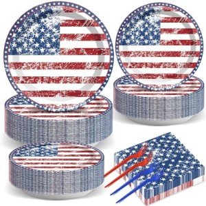 American Flag Party Tableware Set for 50 Guests