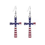 Patriotic Red White Blue US Flag Earrings