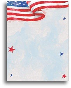 American Flag Stationery Paper - 80 Sheets