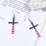 Patriotic Red White Blue US Flag Earrings