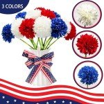 12 pcs Red, White, and Blue Faux Flower Bouquet