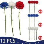 12 pcs Red, White, and Blue Faux Flower Bouquet