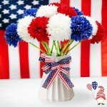 12 pcs Red, White, and Blue Faux Flower Bouquet