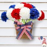 12 pcs Red, White, and Blue Faux Flower Bouquet