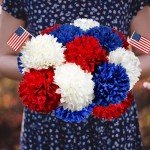 12 pcs Red, White, and Blue Faux Flower Bouquet