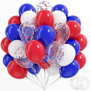 60pcs Red, White & Blue Balloons for Celebrations