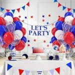 60pcs Red, White & Blue Balloons for Celebrations
