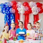 60pcs Red, White & Blue Balloons for Celebrations