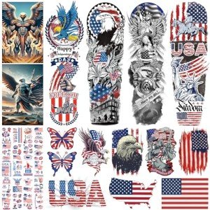 Patriotic 4th of July Temporary Tattoo Sleeve