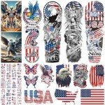 Patriotic 4th of July Temporary Tattoo Sleeve