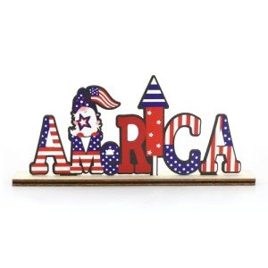 Patriotic Wooden Gnome Centerpiece for Home Decor