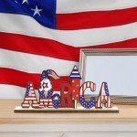 Patriotic Wooden Gnome Centerpiece for Home Decor
