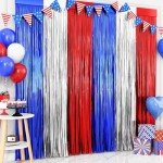 Patriotic Foil Fringe Backdrop Curtains - 2 Packs