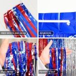 Patriotic Foil Fringe Backdrop Curtains - 2 Packs