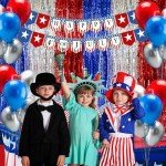 Patriotic Foil Fringe Backdrop Curtains - 2 Packs