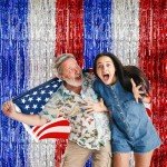 Patriotic Foil Fringe Backdrop Curtains - 2 Packs