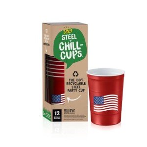 Patriotic 16 Oz Steel Chill Cups - 12 Count