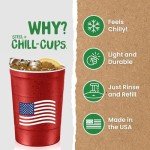 Patriotic 16 Oz Steel Chill Cups - 12 Count