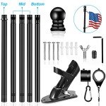 Adjustable 6FT Metal Flag Pole Kit with Bracket