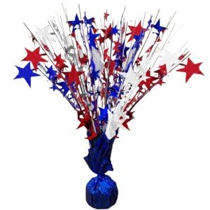 12 Pack Red, White & Blue Star-Burst Balloon Weights