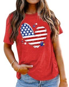 Women's American Flag Heart Graphic Tee