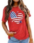 Women's American Flag Heart Graphic Tee