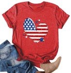 Women's American Flag Heart Graphic Tee