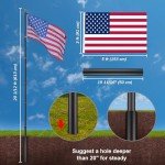20Ft Telescoping Flag Pole with US Flags & Ball Top