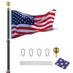 20Ft Telescoping Flag Pole with US Flags & Ball Top