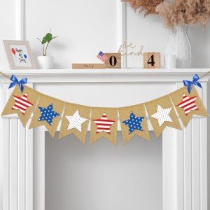 8.2Ft 4th of July Burlap Star Banner
