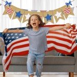 8.2Ft 4th of July Burlap Star Banner
