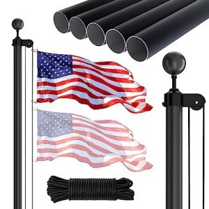 USA Flag Pole Set - 22 Feet Durable Aluminum