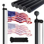 USA Flag Pole Set - 22 Feet Durable Aluminum