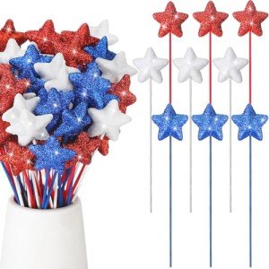 60 Pcs Red, White, Blue Star Picks
