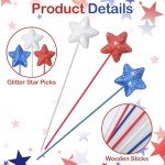 60 Pcs Red, White, Blue Star Picks