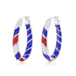Red, White & Blue Crystal Hoop Earrings for Women