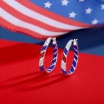 Red, White & Blue Crystal Hoop Earrings for Women