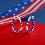 Red, White & Blue Crystal Hoop Earrings for Women