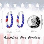 Red, White & Blue Crystal Hoop Earrings for Women