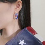 Red, White & Blue Crystal Hoop Earrings for Women