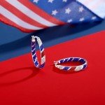 Red, White & Blue Crystal Hoop Earrings for Women
