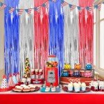 2 Pack Red White Blue Tinsel Curtains for Parties