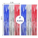 2 Pack Red White Blue Tinsel Curtains for Parties