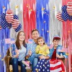 2 Pack Red White Blue Tinsel Curtains for Parties