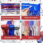 2 Pack Red White Blue Tinsel Curtains for Parties