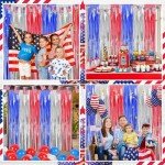 2 Pack Red White Blue Tinsel Curtains for Parties